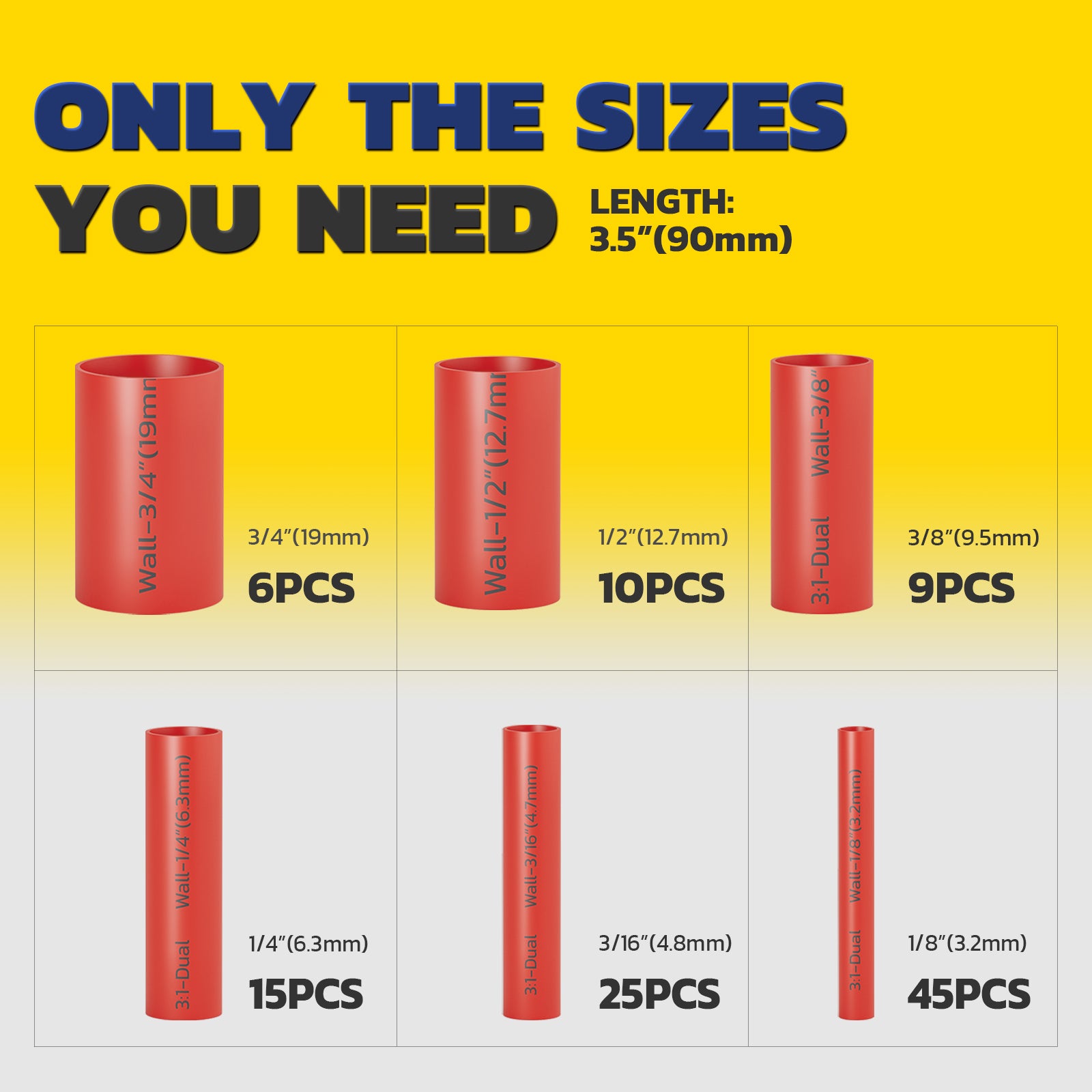 Haisstronica 3:1 heat shrink tubing (6.4-19.1mm walls) for high-temperature electrical applications.