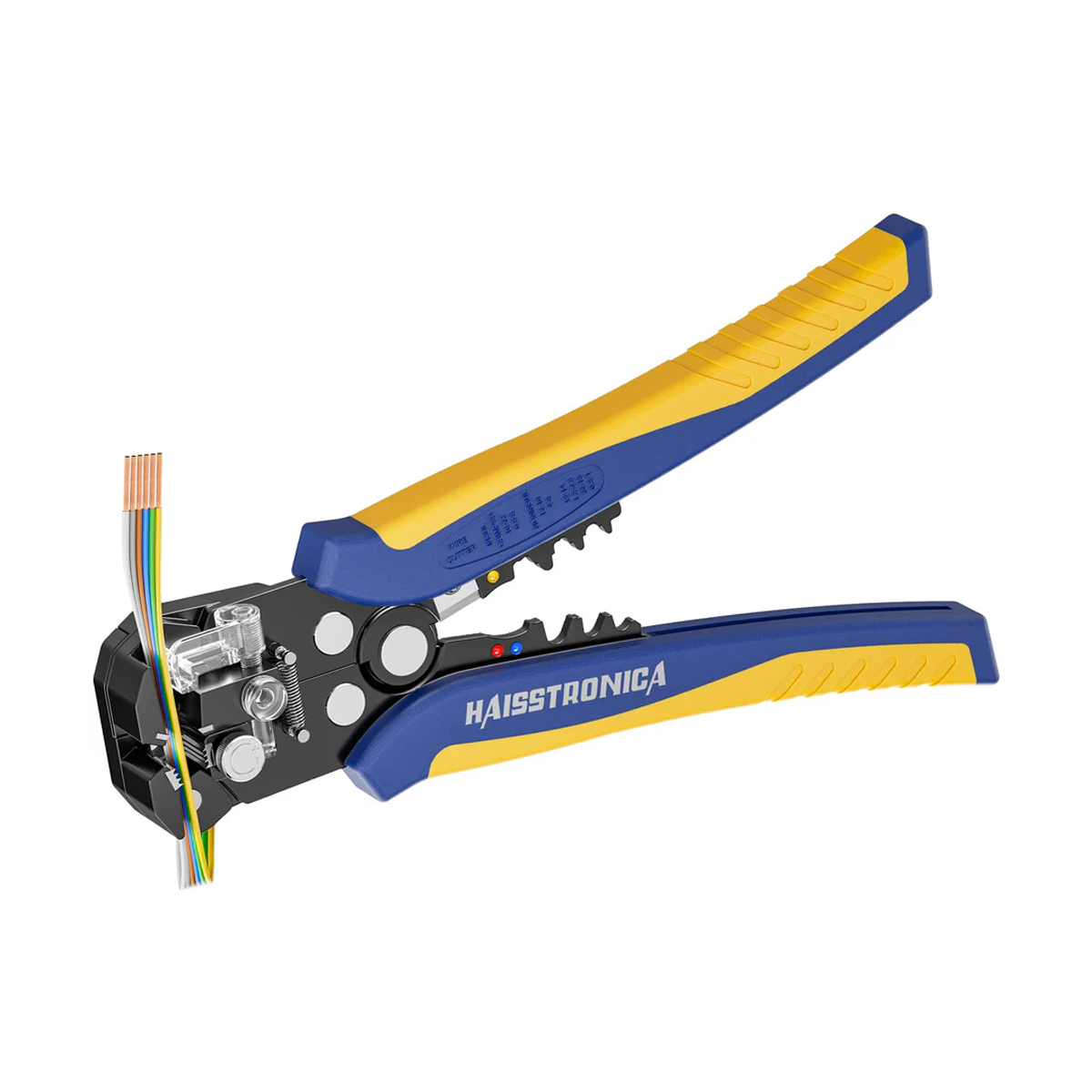 Haisstronica model automatic cable stripper for precision tasks.