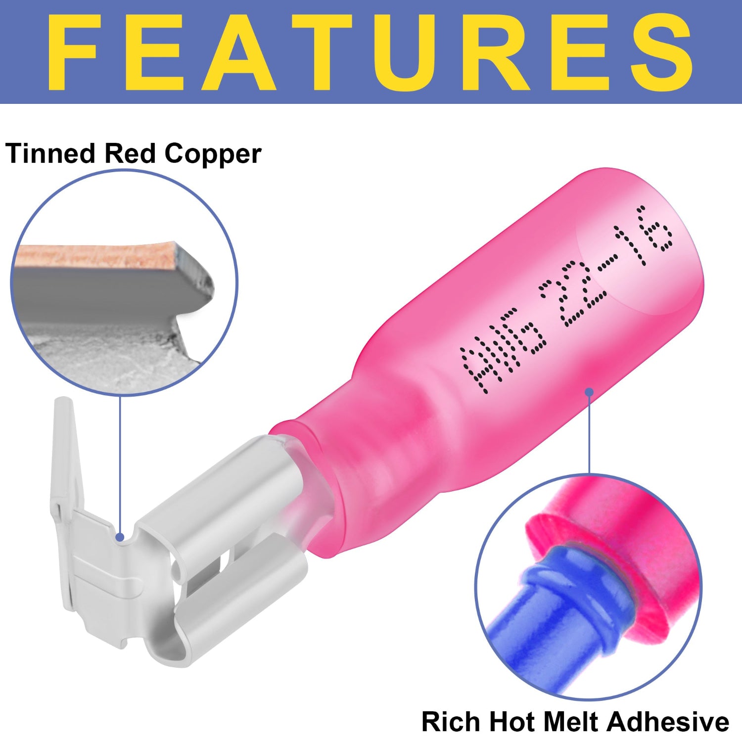 Marine-grade Haisstronica heat shrink connectors with tinned copper, ideal for harsh conditions.
