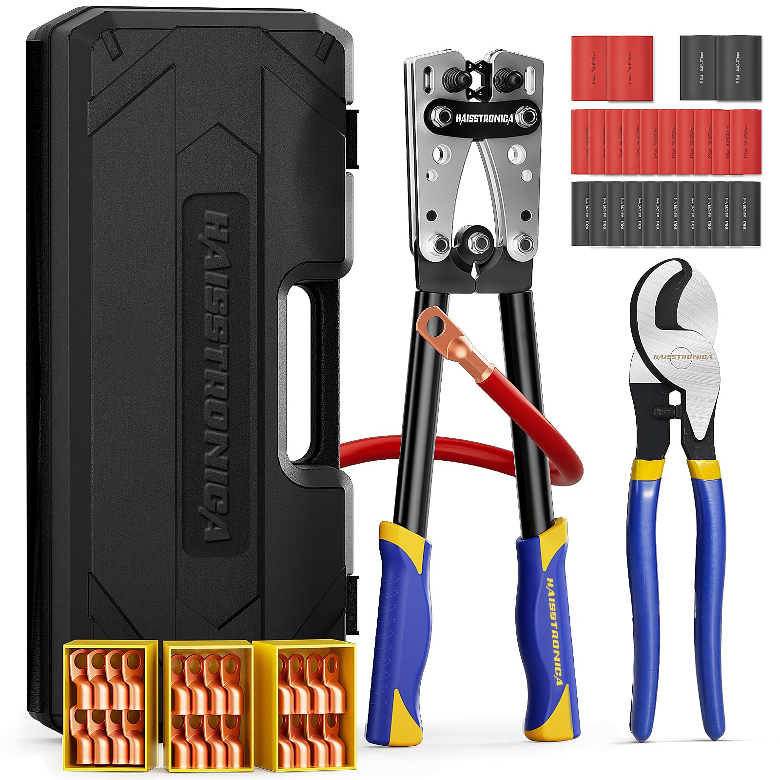 Battery Cable Lug Crimping Tool Kit For AWG 8, 6, 4, 2, 1, 1/0