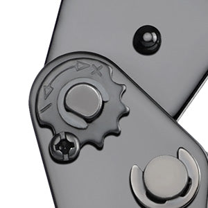 close-up adjustment wheel on haisstronica pliers showing force control for ratchet crimping of insulated terminals