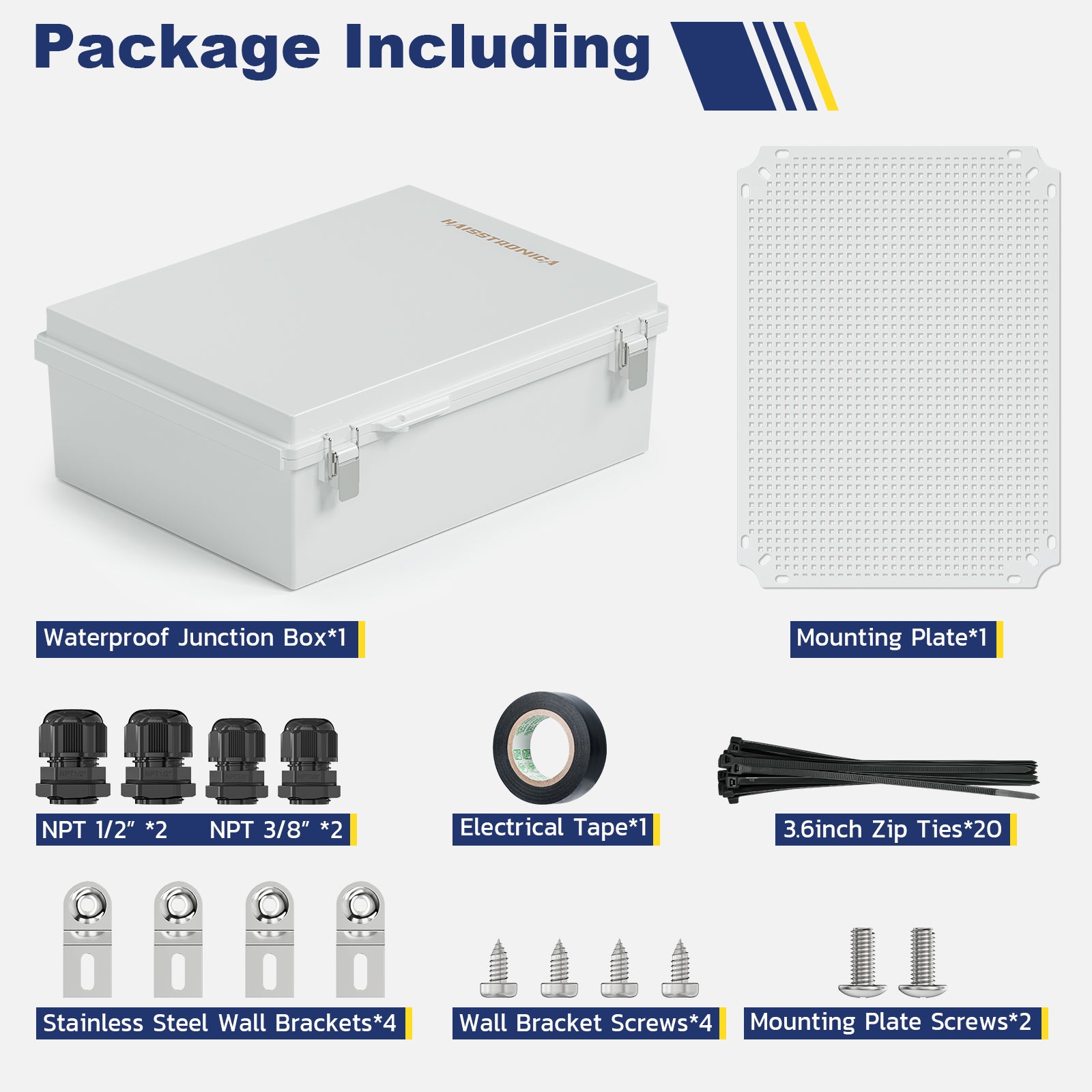 Haisstronica outdoor weatherproof box with anti-theft latch ring and stainless steel latches for enhanced security.