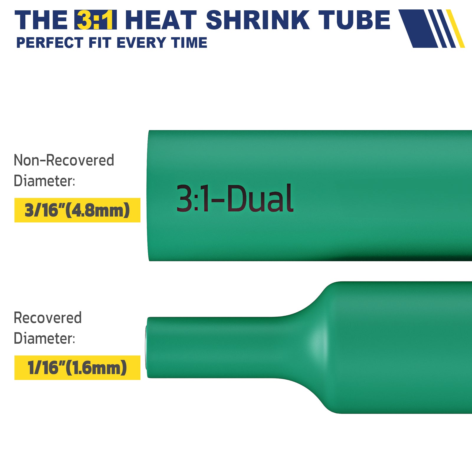 Haisstronica heat shrink tubing for electrical wires (4.8mm to 1.6mm) with 3:1 perfect-fit ratio