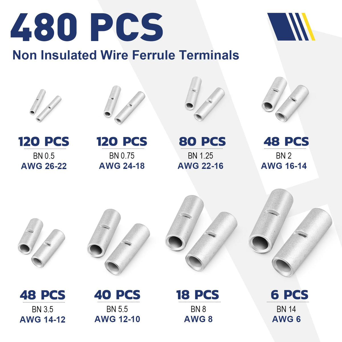 🔥Clearance🔥 Non Insulated Butt Connectors Kit AWG