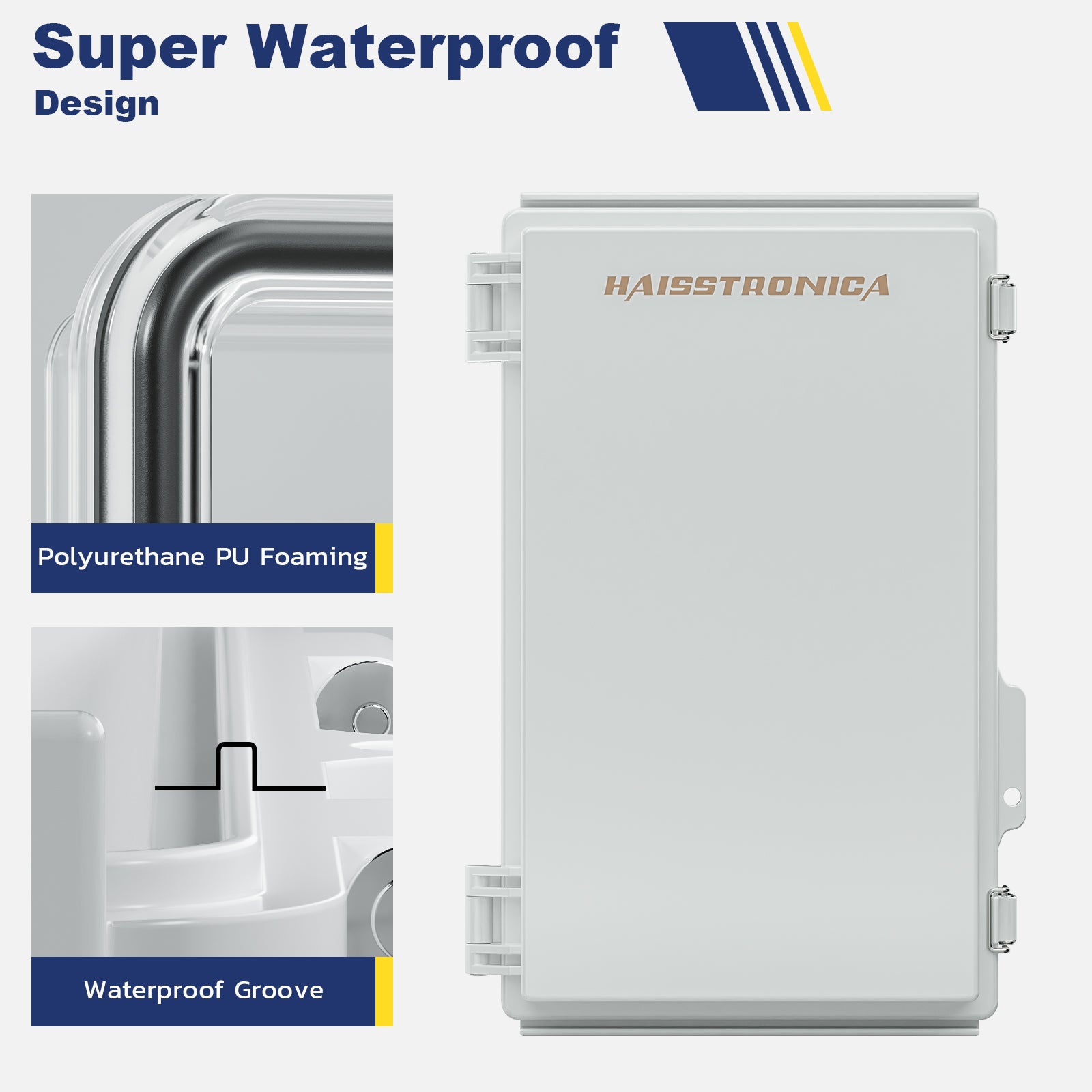 Haisstronica waterproof electrical junction box with advanced PU sealing technology and groove design.