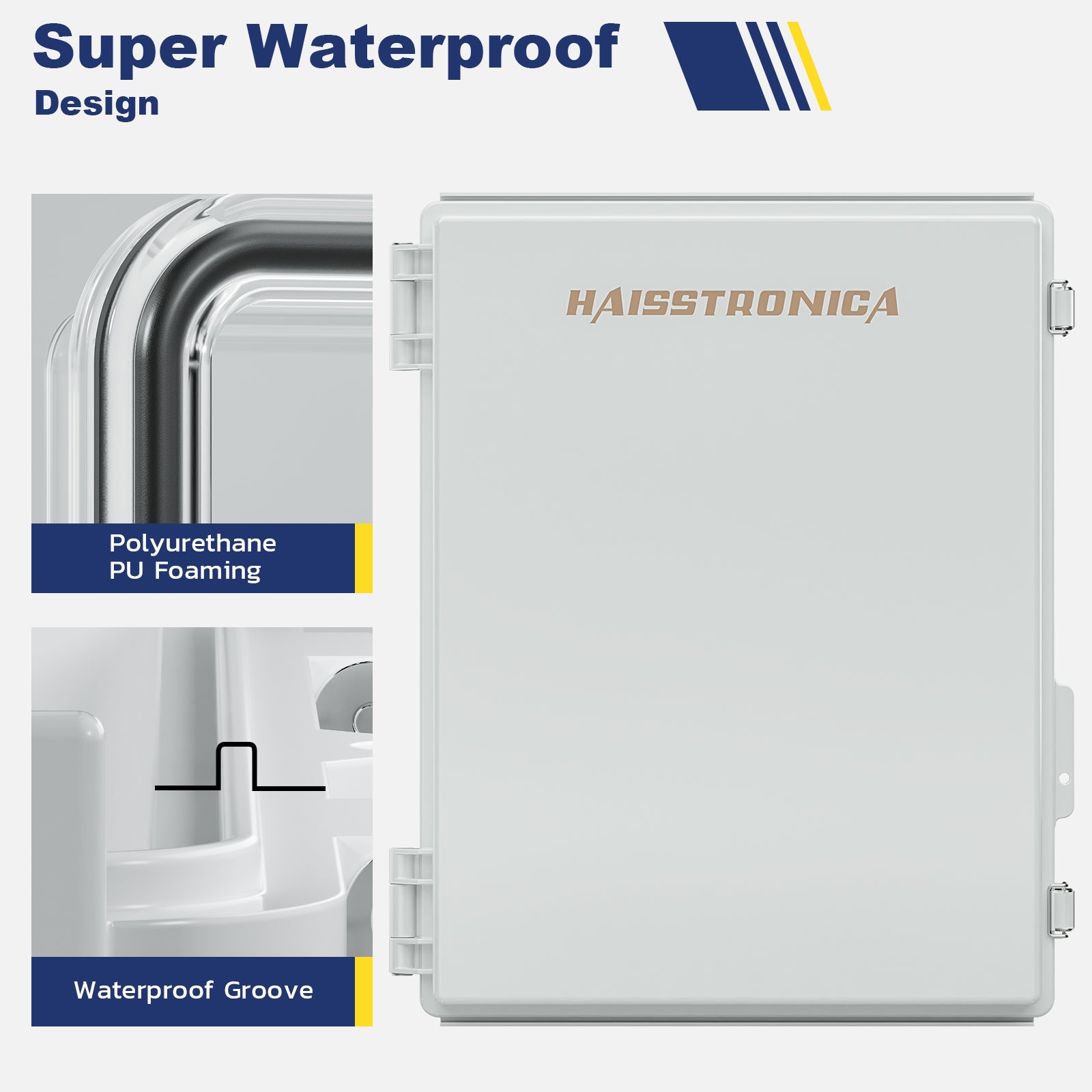 Super waterproof design for Haisstronica electrical junction box, engineered with advanced sealing technology.