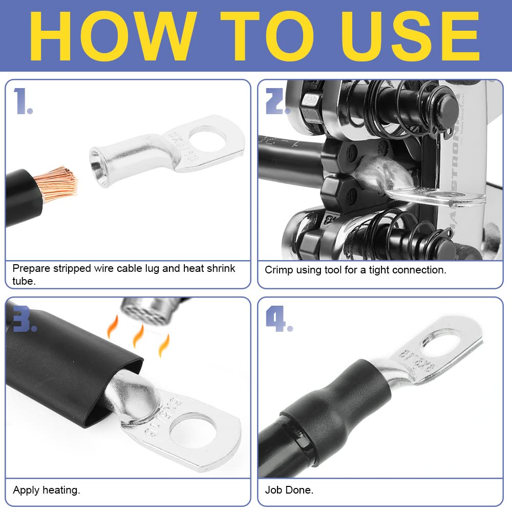 Haisstronica battery cable connection guide: Step-by-step crimping and heat-shrink instructions for reliable setups.