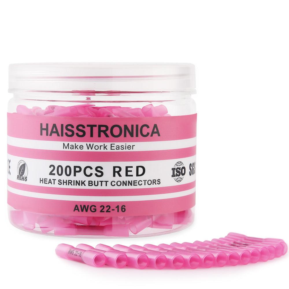 200PCS red butt splice wire connectors with corrosion-resistant design.