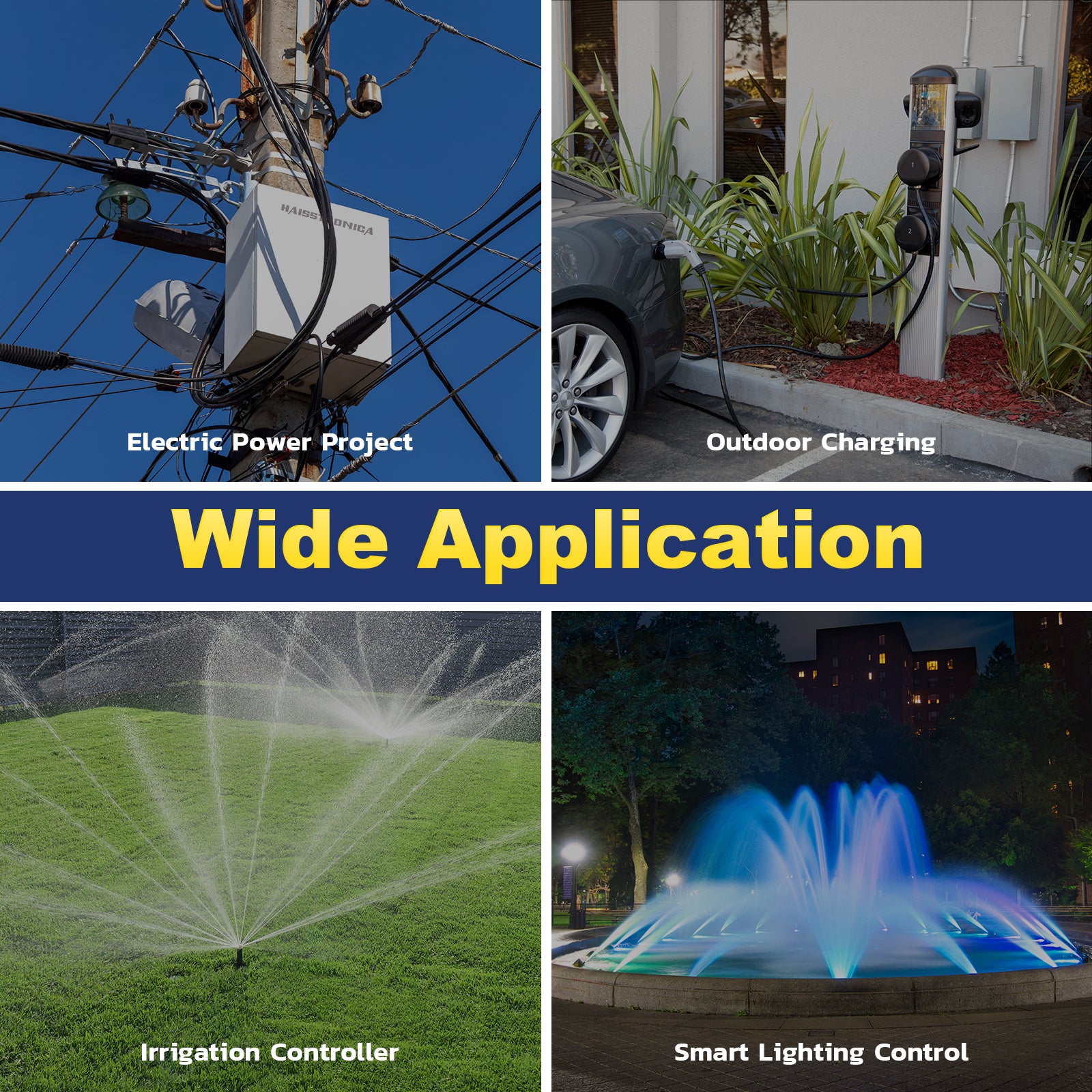 Haisstronica waterproof outdoor electrical box for irrigation control, smart lighting, and outdoor charging projects.