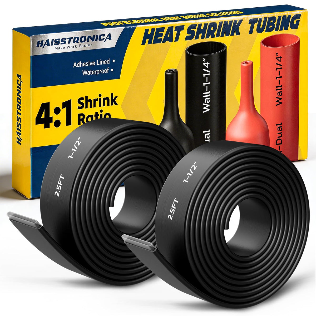 Assorted diameter black and colored heat shrinkable tubings designed for professional cable management heat shrinkable tubings