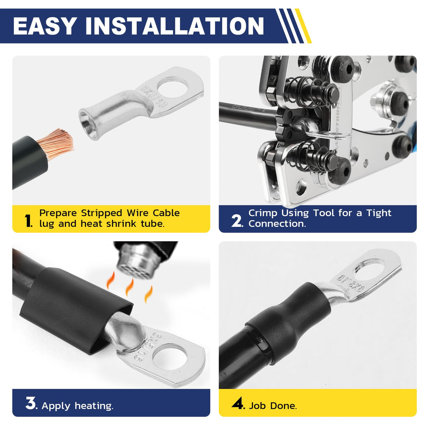 Haisstronica battery cable quick connect guide: Step-by-step installation for secure battery terminal multiple connections.