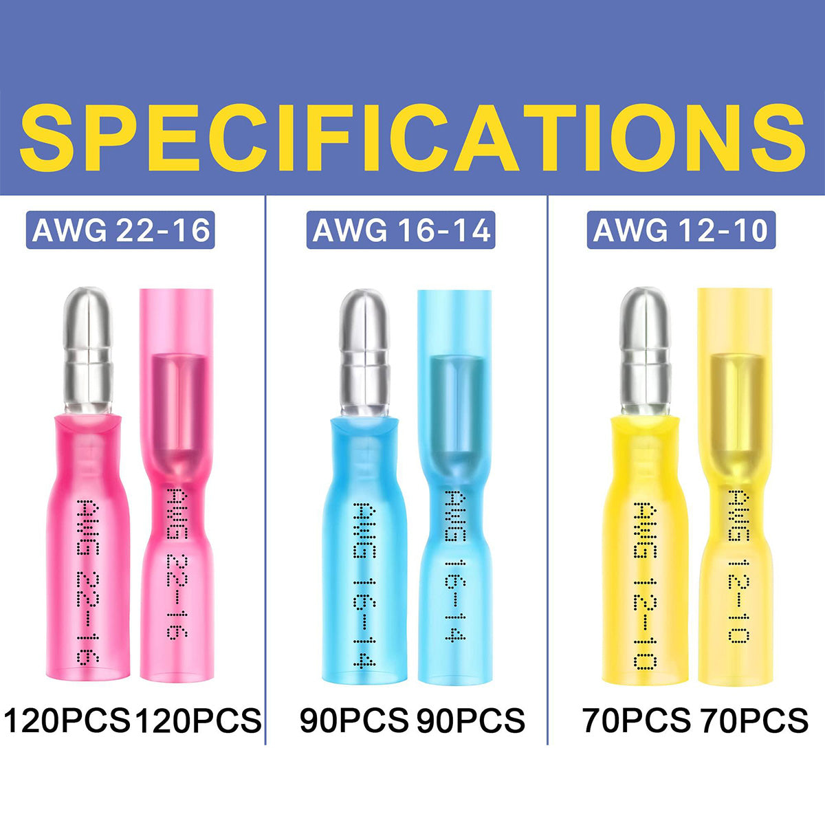 Haisstronica shrink wire connectors kit for 12-22AWG wires, offering versatility in electrical repairs.