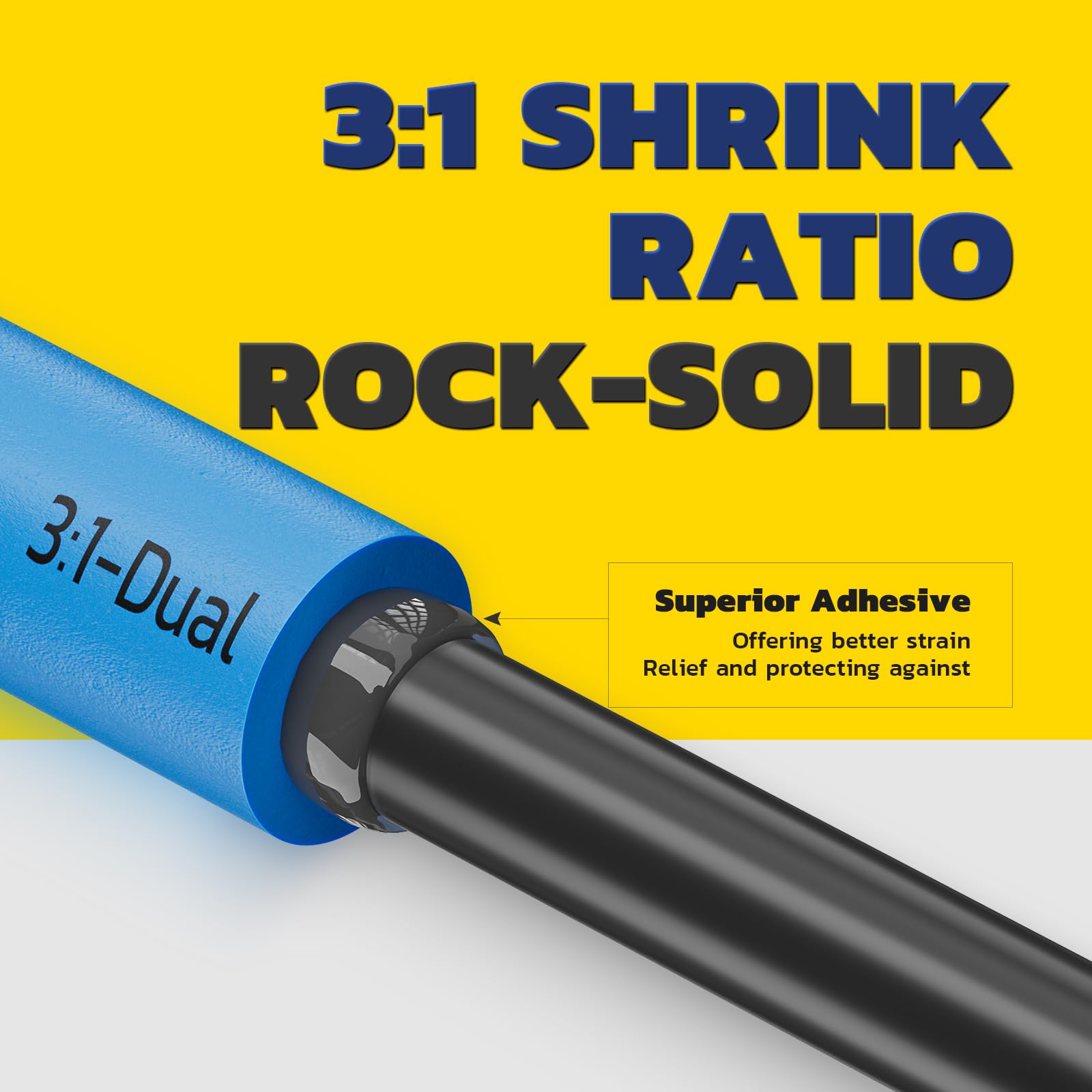Haisstronica 3:1 dual-wall shrink tubing with rock-solid adhesive for high-stress electrical projects.