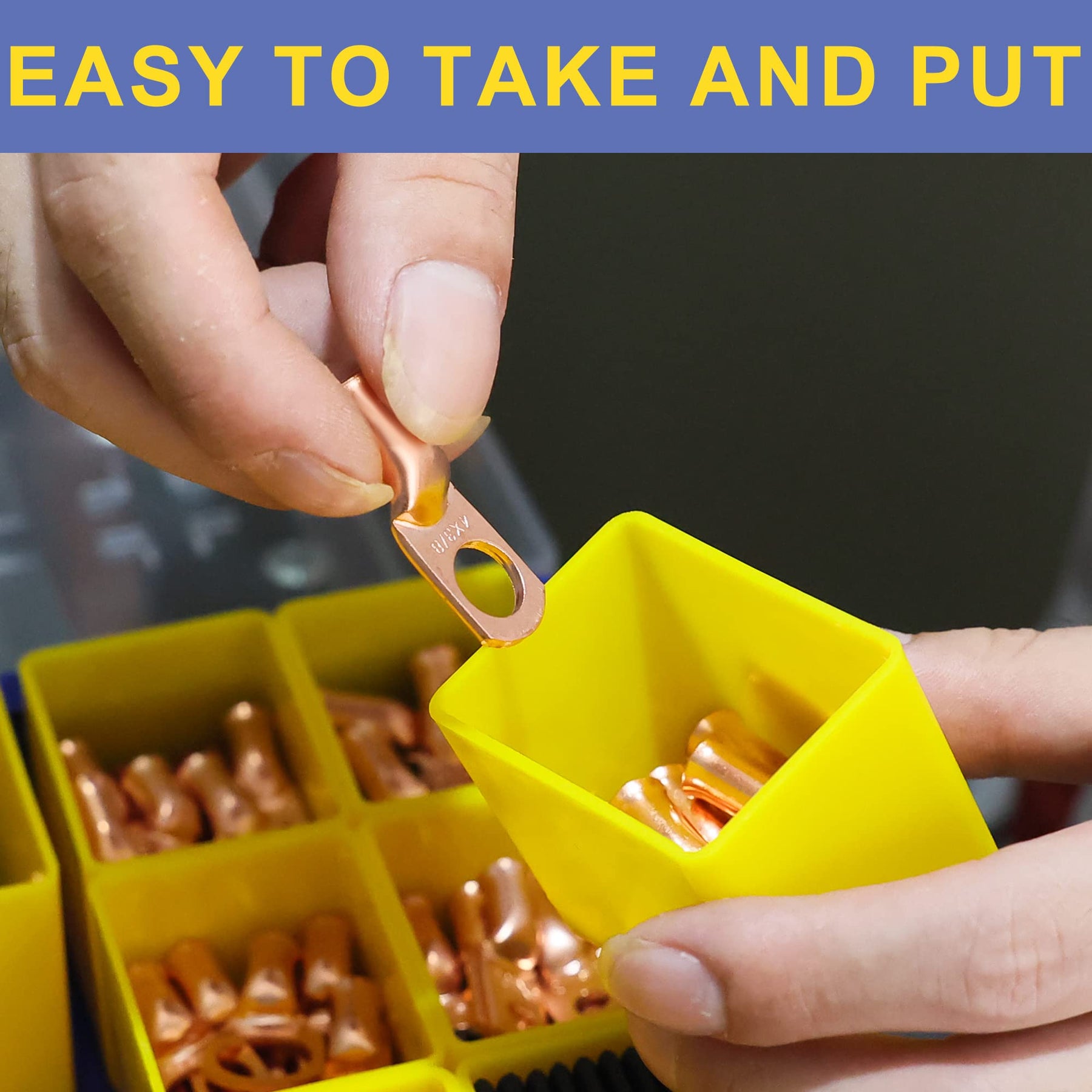 Haisstronica battery wire clip: Ergonomic design for easy handling and secure copper crimp sleeve installations.