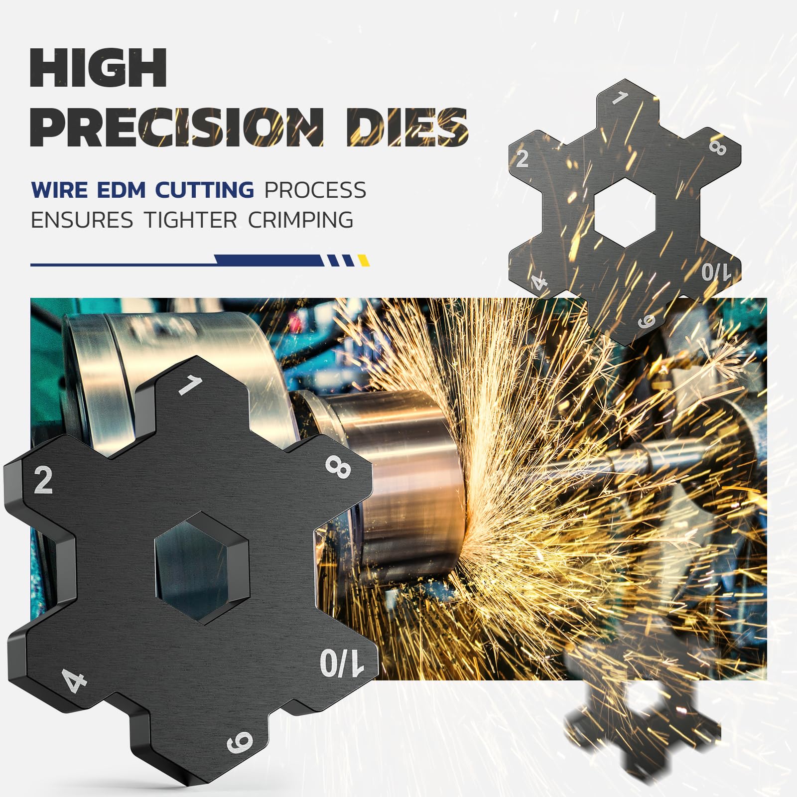 Haisstronica battery cable lug crimping tool with precision dies for industrial-grade crimps on heavy-duty terminals.