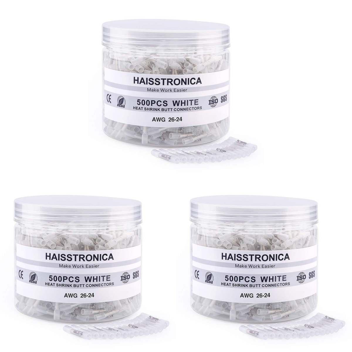 Light Replenishment - 3*500PCS White Heat Shrink Butt Connectors