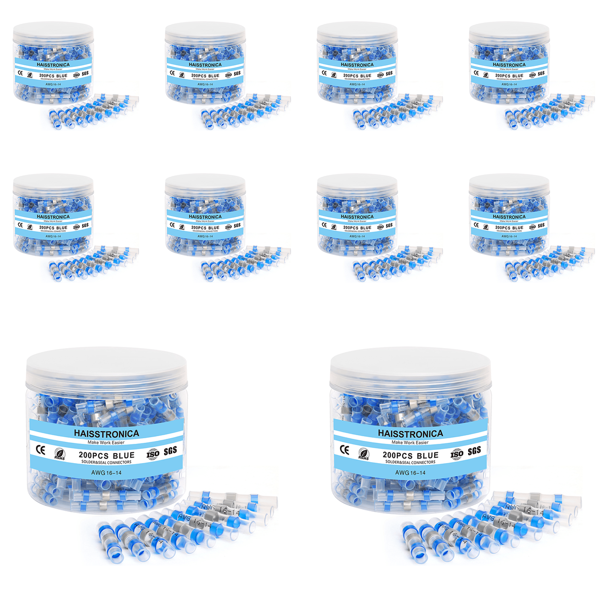Monthly Stocking - 10*200PCS Solder Seal Wire Connectors AWG 16-14 Blue
