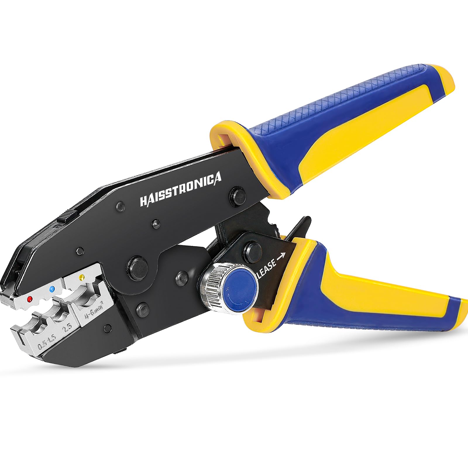 Heschen Ratchet Crimper Plier, HS-03BC, Non-Insulated Terminals & Receptacle Crimping Tools, Use For 0.5-6 Mm² (20-10 AWG), Yellow - View #8