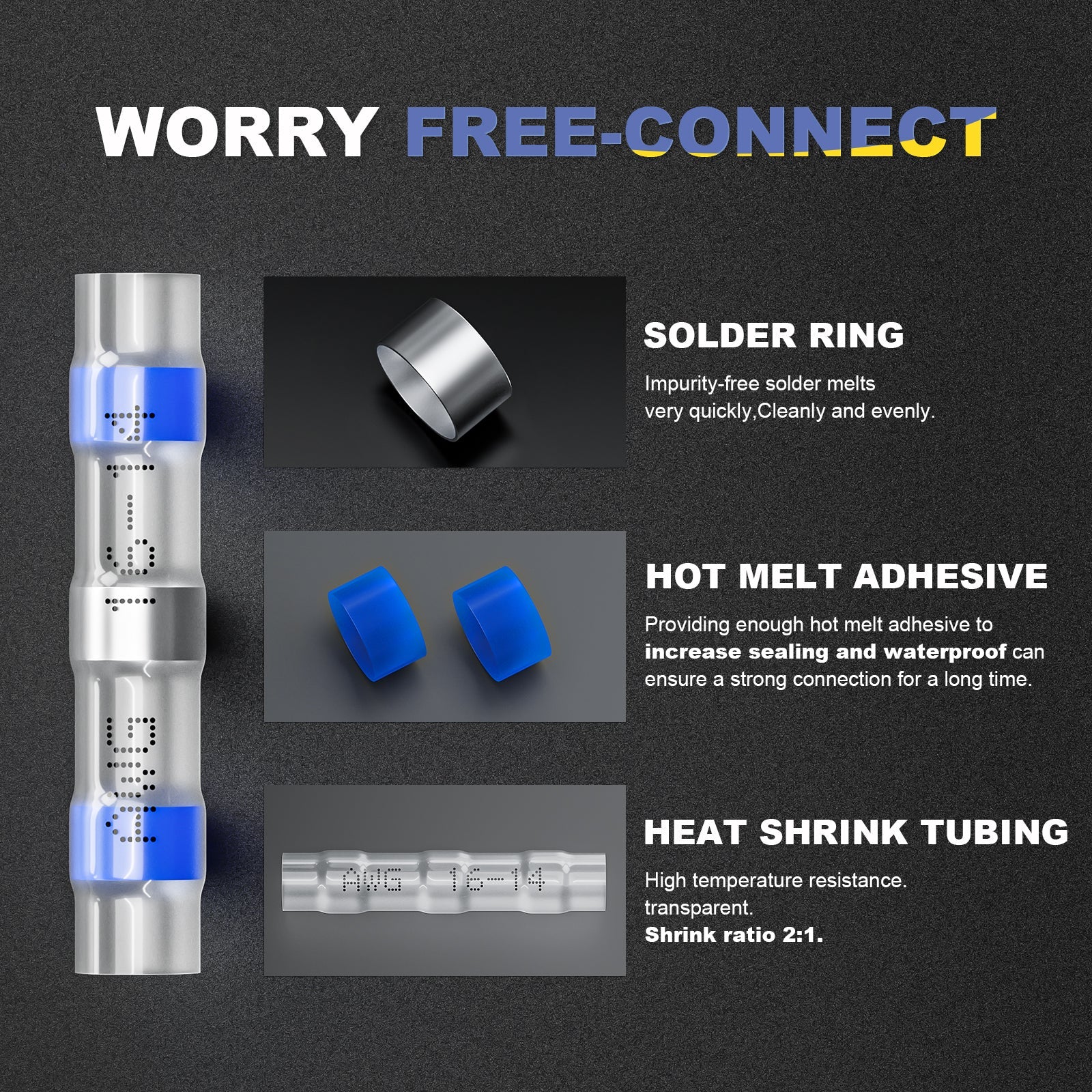 soldering connectors | Waterproof Heat Shrink Solder Seal Wire Connectors by Haisstronica
