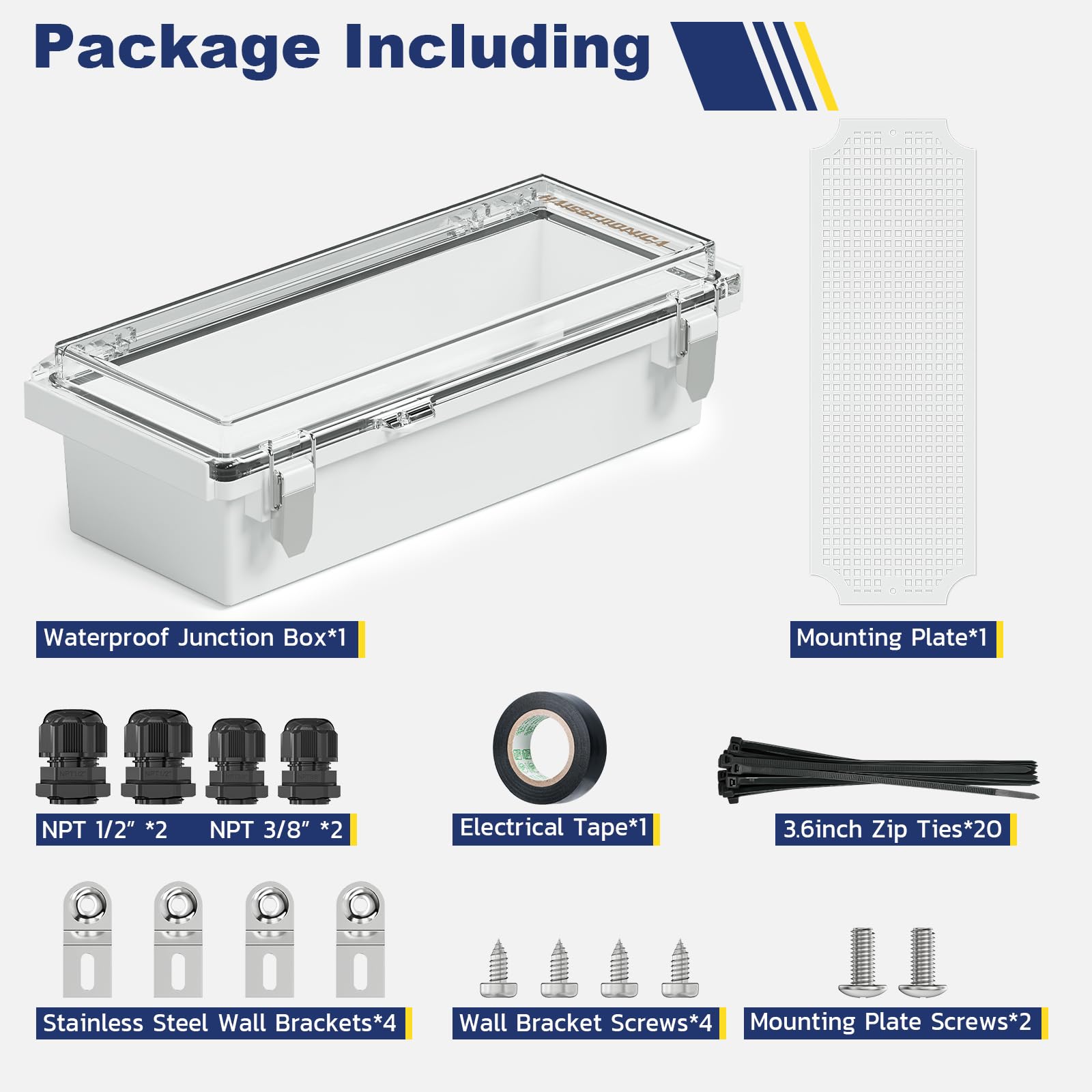 IP67 Waterproof Outdoor Electrical Box Kit - Clear Cover