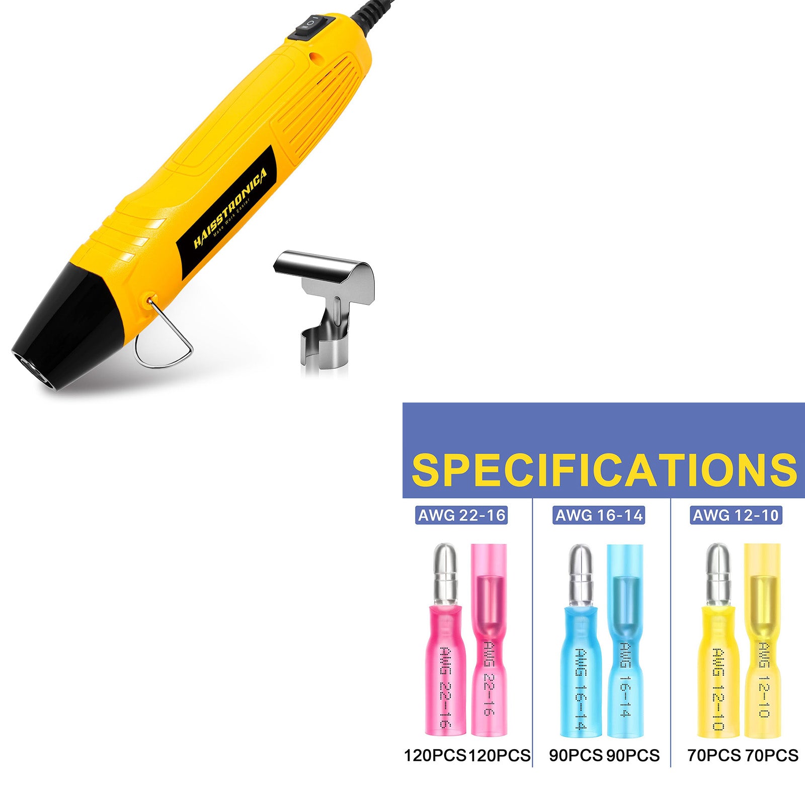 Mini Heat Gun 350W & Ring/Spade/Bullet Terminals