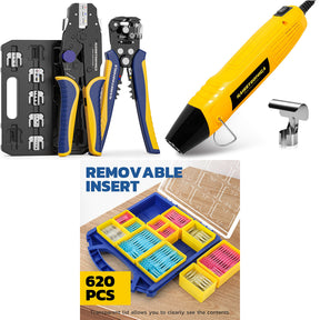 8PCS Crimping Tool Set & Mini Heat Gun & Butt Connectors