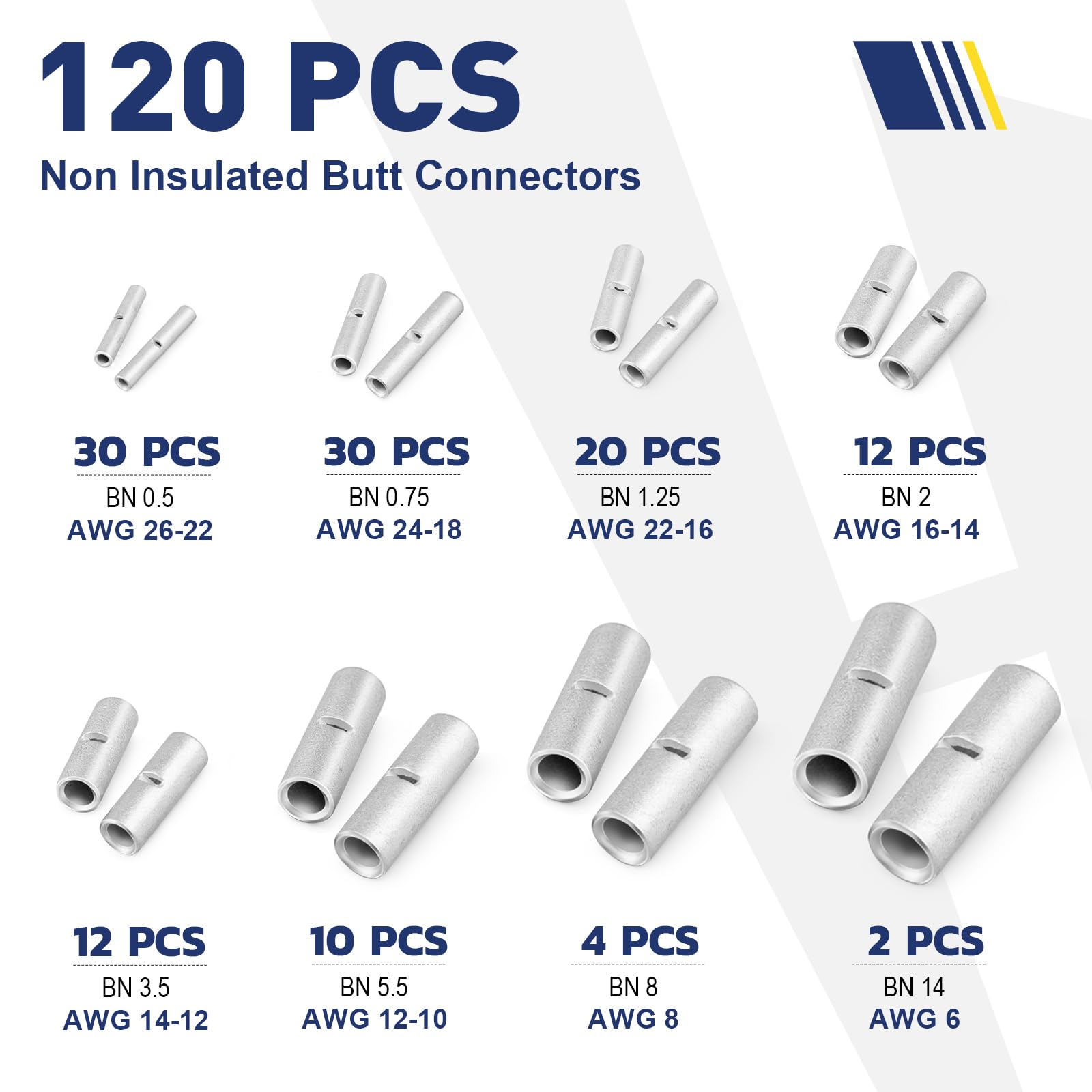 🔥Clearance🔥 Non Insulated Butt Connectors Kit AWG