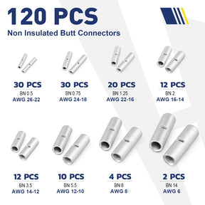 🔥Clearance🔥 Non Insulated Butt Connectors Kit AWG