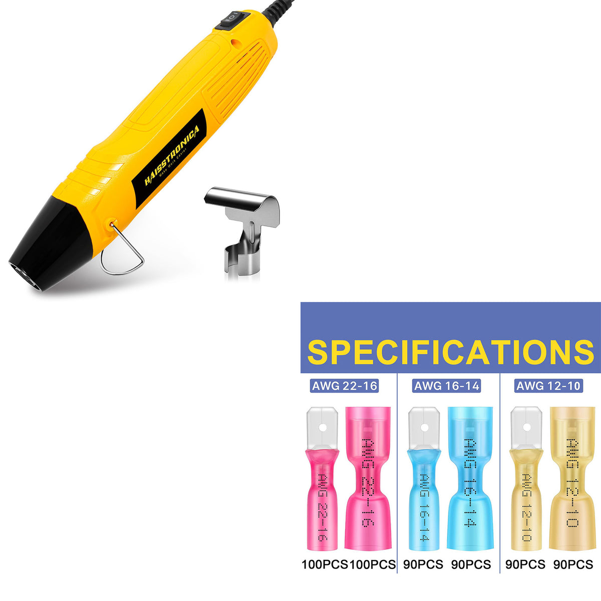 Mini Heat Gun 350W & Ring/Spade/Bullet Terminals