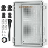 Haisstronica outdoor electrical box with clear cover, showcasing durable construction for secure installations.
