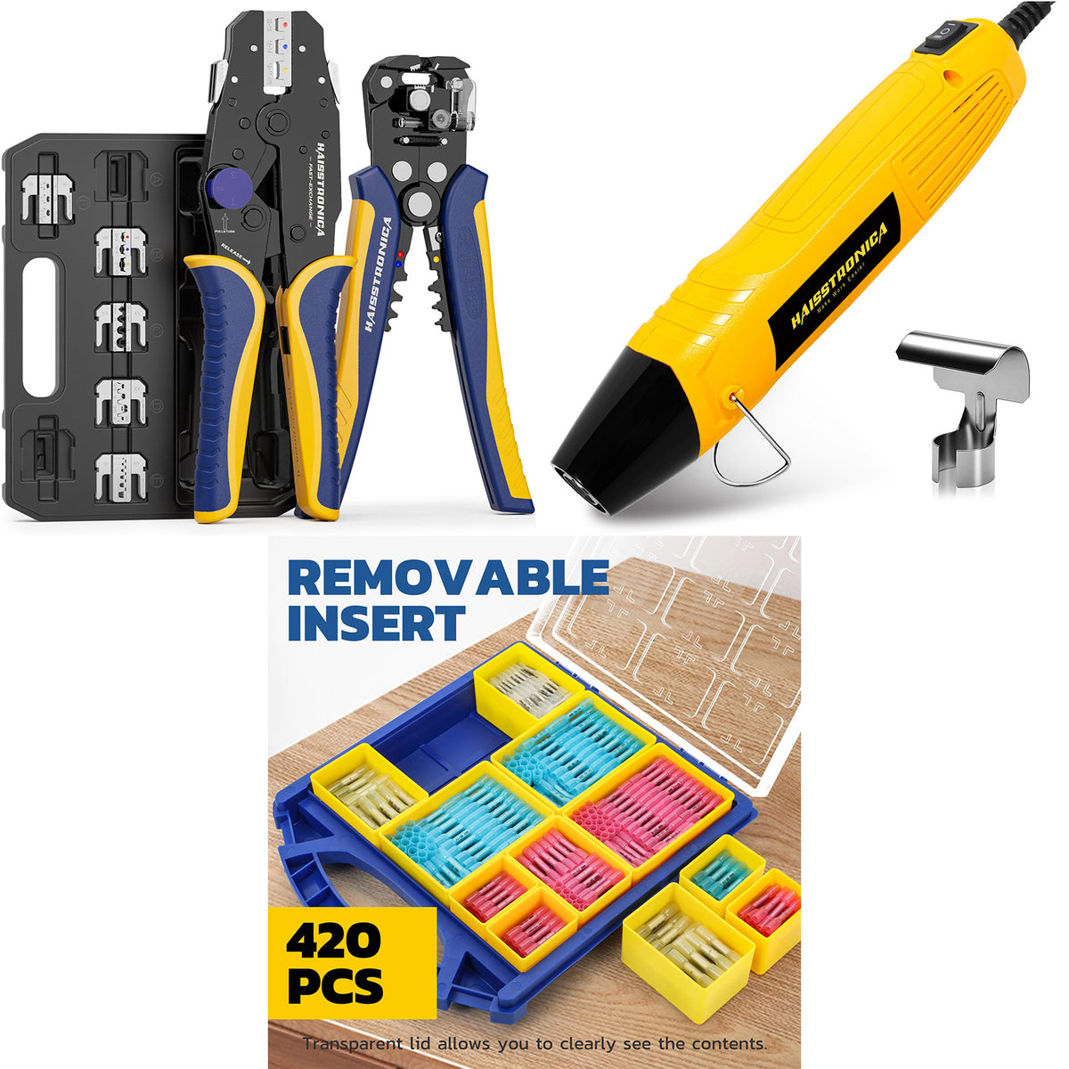 8PCS Crimping Tool Set & Mini Heat Gun & Butt Connectors