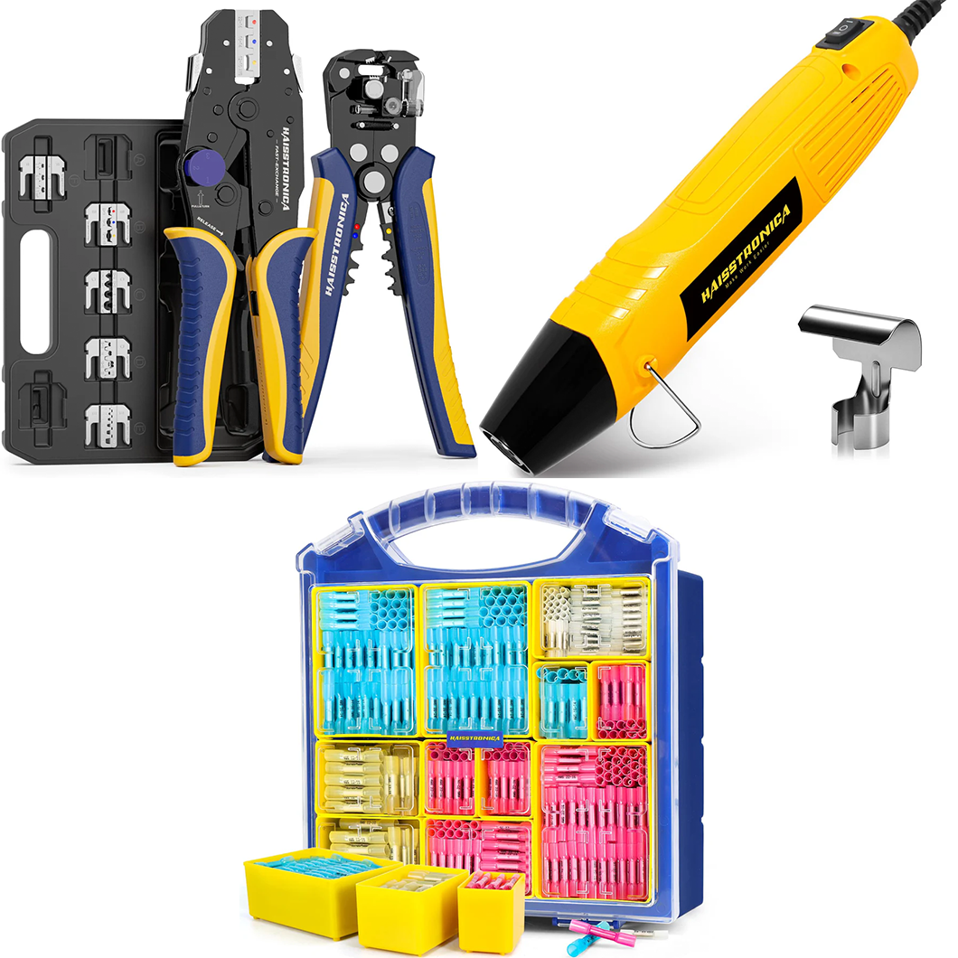 8PCS Crimping Tool Set & Mini Heat Gun & Butt Connectors