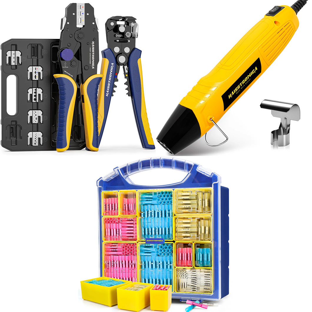 8PCS Crimping Tool Set & Mini Heat Gun & Butt Connectors