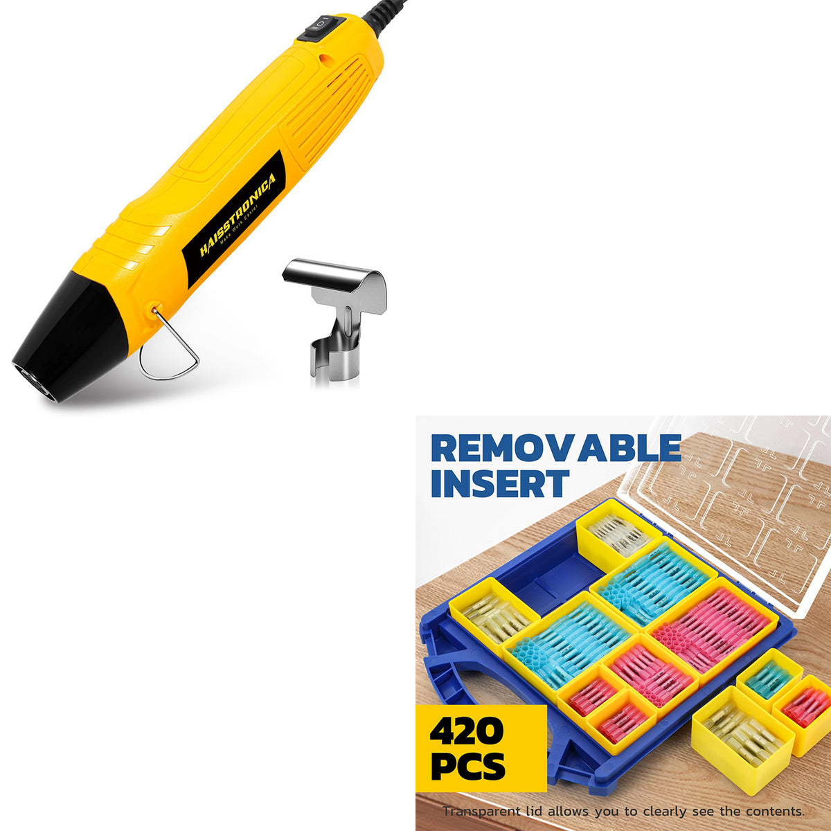 Mini Heat Gun 350W & Heat Shrink Butt Connectors Kit