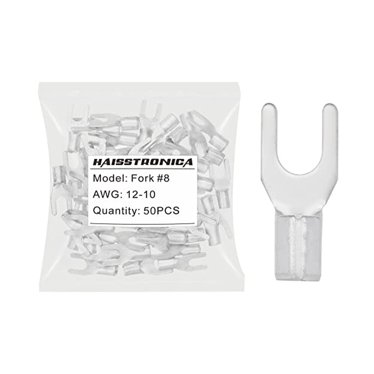 Non-Insulated Copper Wire Connectors 50PCS/100PCS AWG 22-10 #8 - Fork Terminals