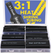 haisstronica 3:1 Heat Shrink Tubing Kit, Adhesive Lined Marine Resistant Grade Shrink Wrap - 1.75"length 6 Size Perfect for Home and Industrial, 1/8"-3/4" 220PCS - Black, Red