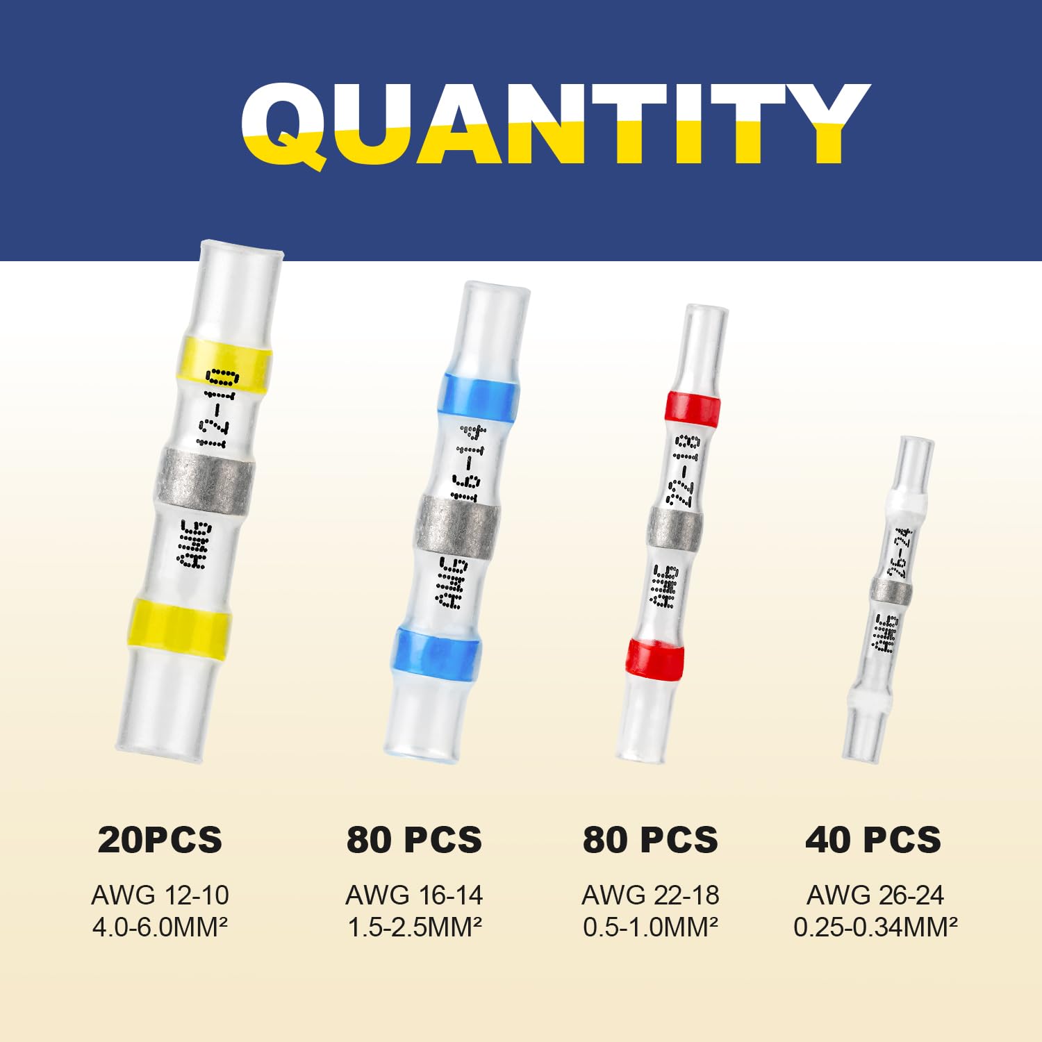 Haisstronica solder wire connectors kit (120-pc): Compact solution for quick, reliable wire soldering and sealing.