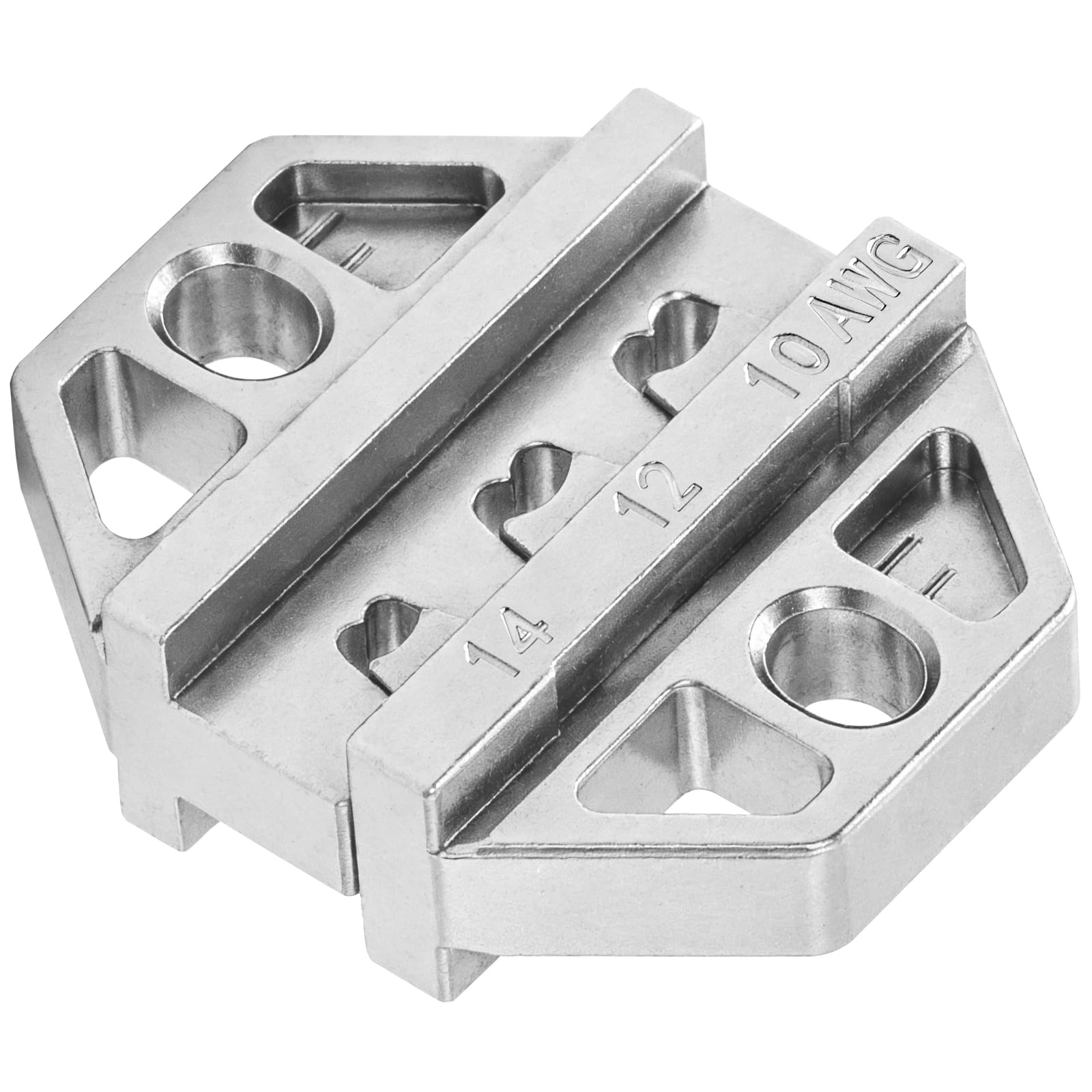 Haisstronica crimper dies for AWG 10-14 wire terminals, designed for precision crimps in automotive/DIY projects.