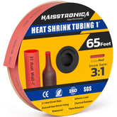 Haisstronica red heat shrink tubing (25.4mm wall, 65ft) – 3:1 dual-wall, adhesive-lined, and chemical-resistant for industrial wiring.