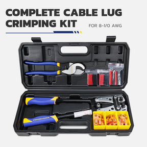 Battery Cable Lug Crimping Tool Kit For AWG 8, 6, 4, 2, 1, 1/0