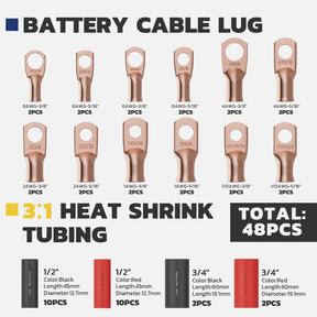 Battery Cable Lug Crimping Tool Kit For AWG 8, 6, 4, 2, 1, 1/0
