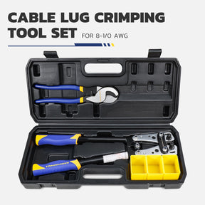 Battery Cable Lug Crimping Tool Kit For AWG 8, 6, 4, 2, 1, 1/0