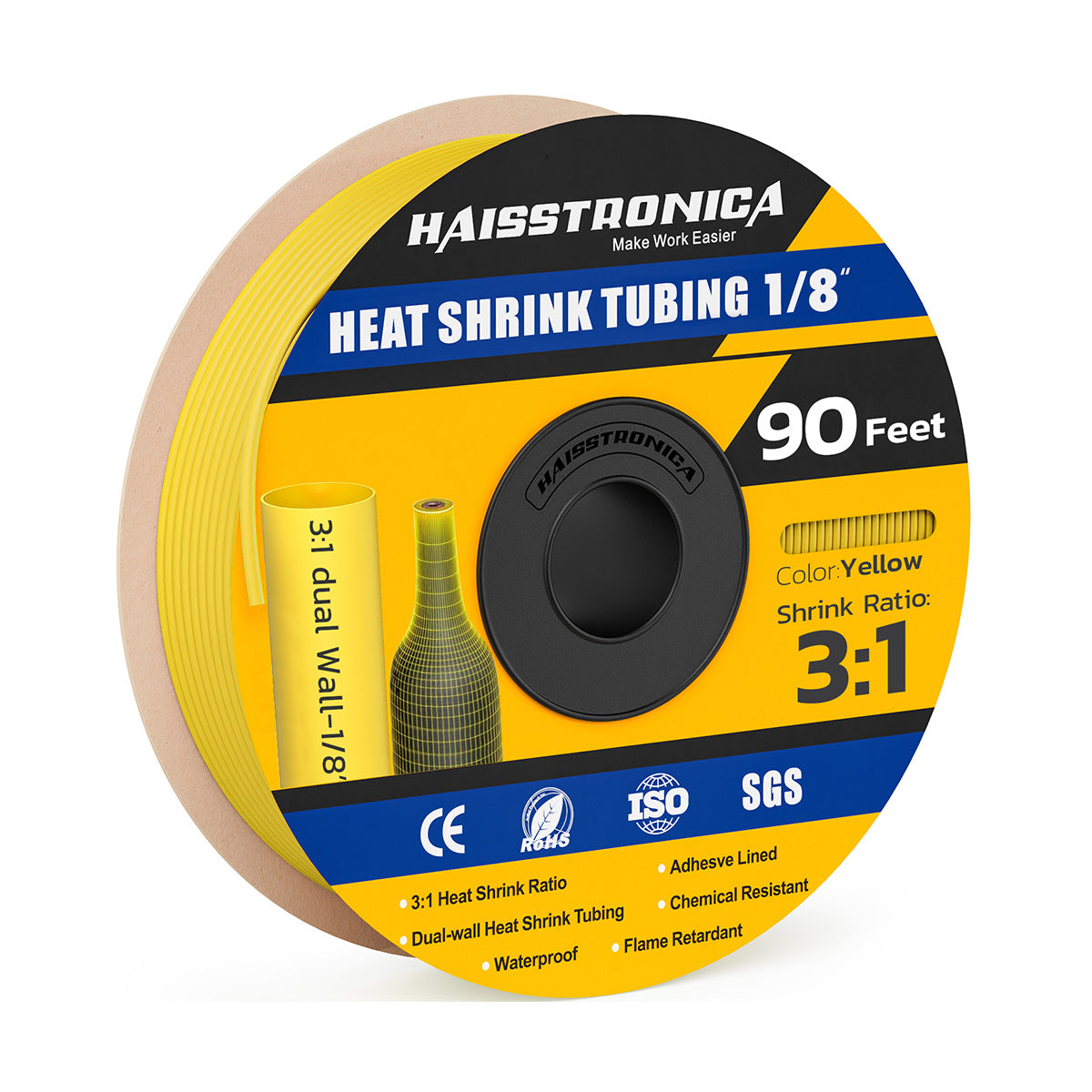 90 Ft Heat Shrink Tubing Roll 1/8(3.2mm) - 3:1 Shrink Ratio