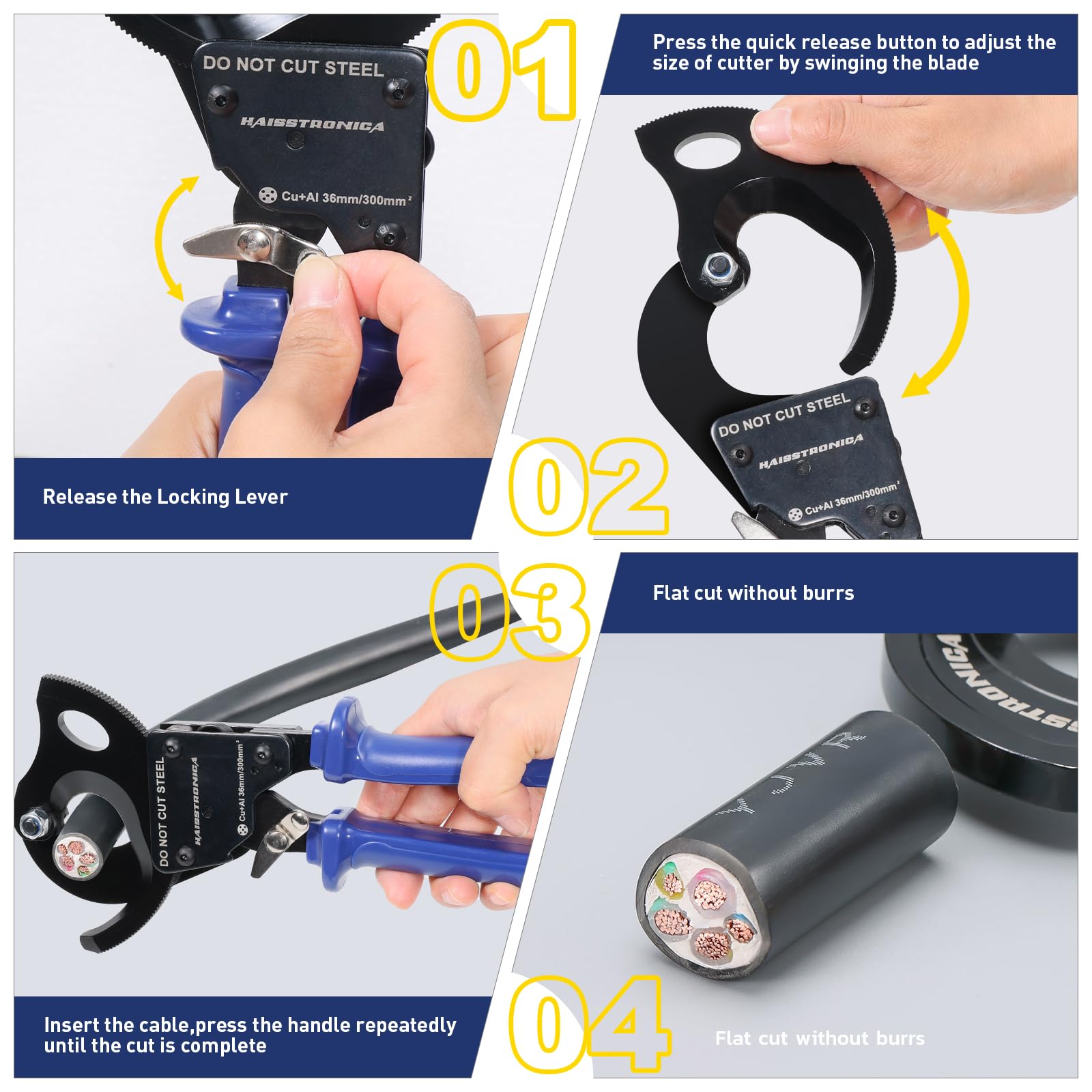 Pince à sertir les embouts de câbles Haisstronica, AWG 23-10, hexagonale auto-ajustable, pour cosses à cliquet, embouts de câbles