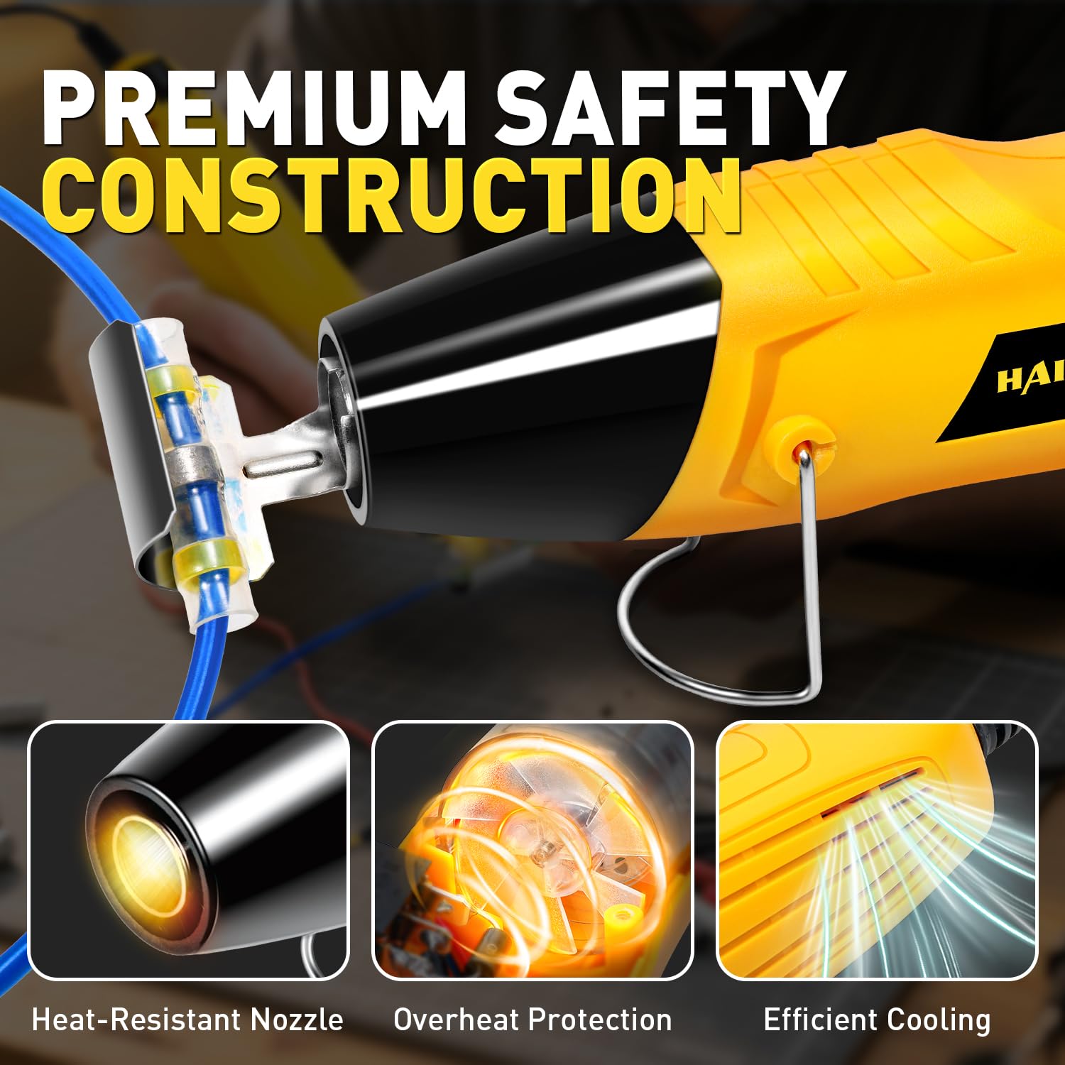 Professional Haisstronica heat gun: Heat-resistant nozzle with overheat protection for safe soldering work