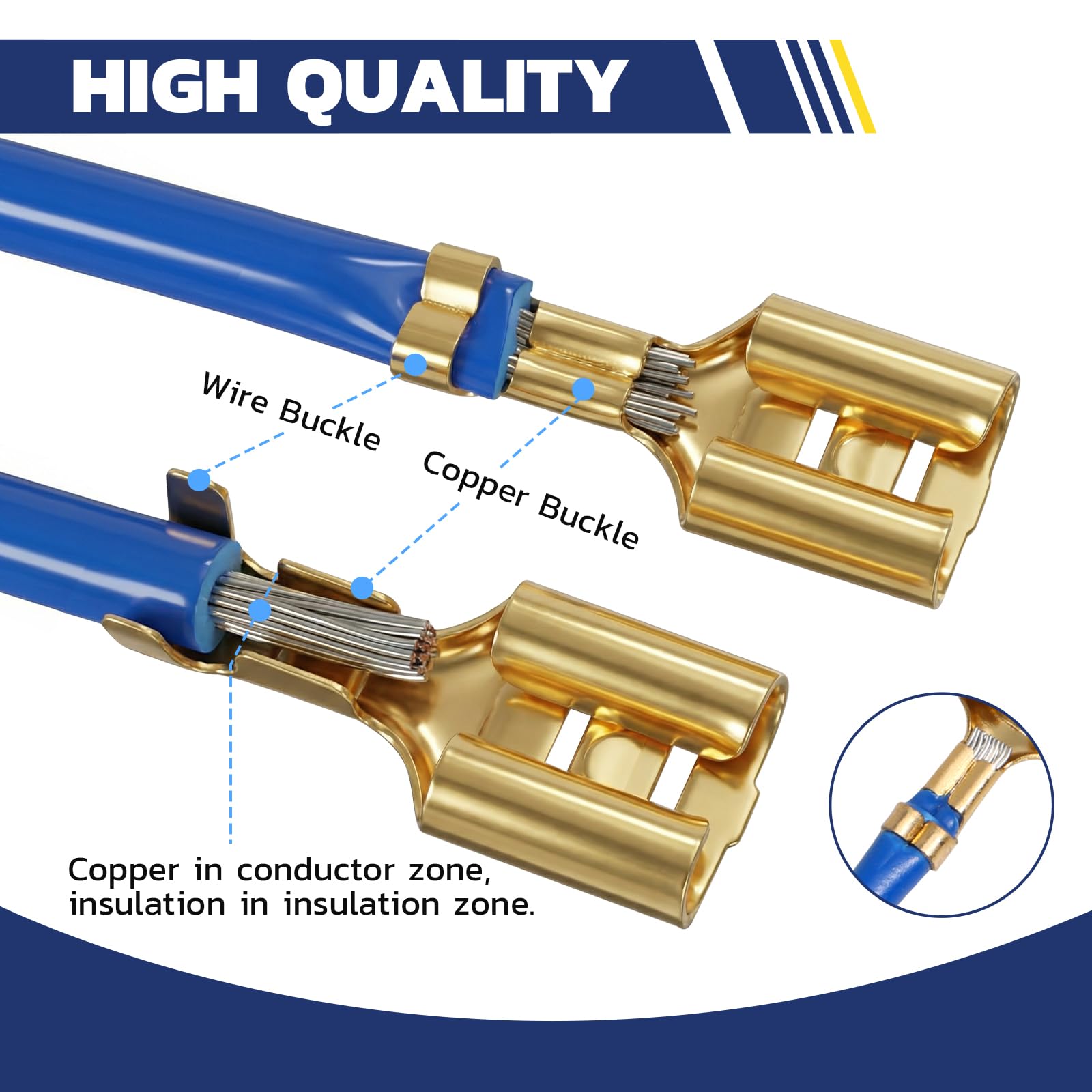 Open Barrel Male and Female Spade Connectors Kit