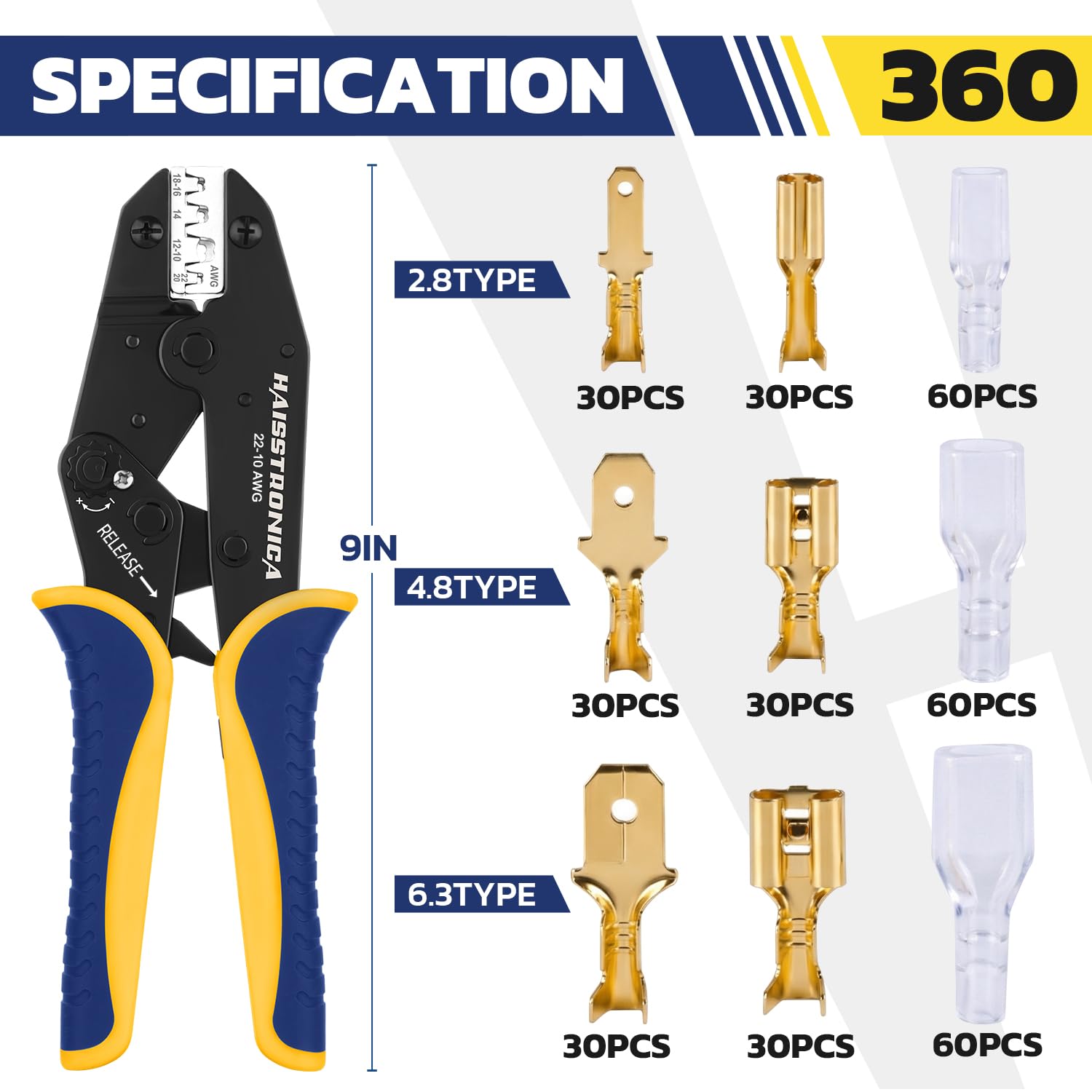Brass Open Barrel Terminals with Crimping Tool