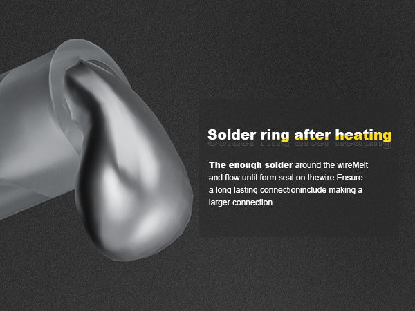 Close view of a heated solder seal wire connector where the melted ring and adhesive encapsulate the joint for a corrosion‑proof bond.