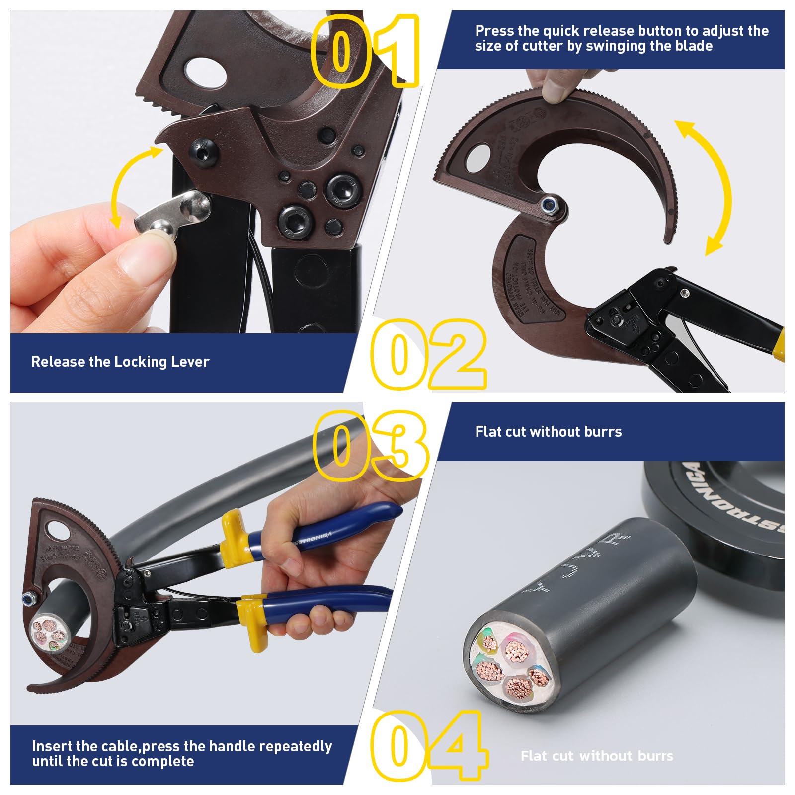 Pince à sertir les embouts de câbles Haisstronica, AWG 23-10, hexagonale auto-ajustable, pour cosses à cliquet, embouts de câbles