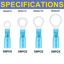 Heat Shrink Wire Connectors Ring Terminals 100PCS/200PCS/260PCS/600PCS AWG 16-14 22-16 12-10